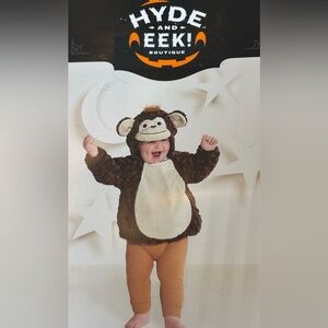 NWT Hyde and Eek! Boutique Brown Monkey Costume for Kids Size 0-6 Month